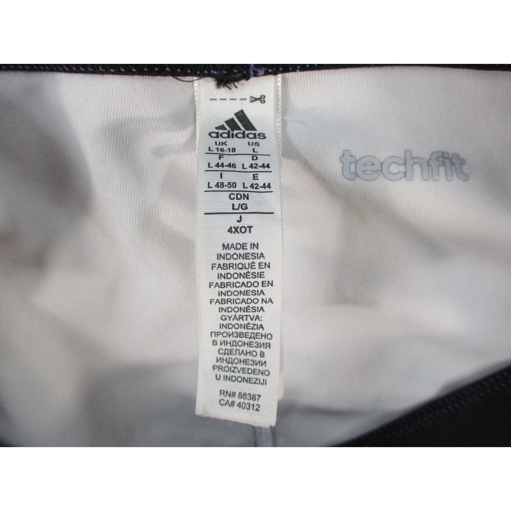 Adidas Womens Purple Black Abstract Wave Print Cropped Legging L Athletic Tights - Picture 10 of 13